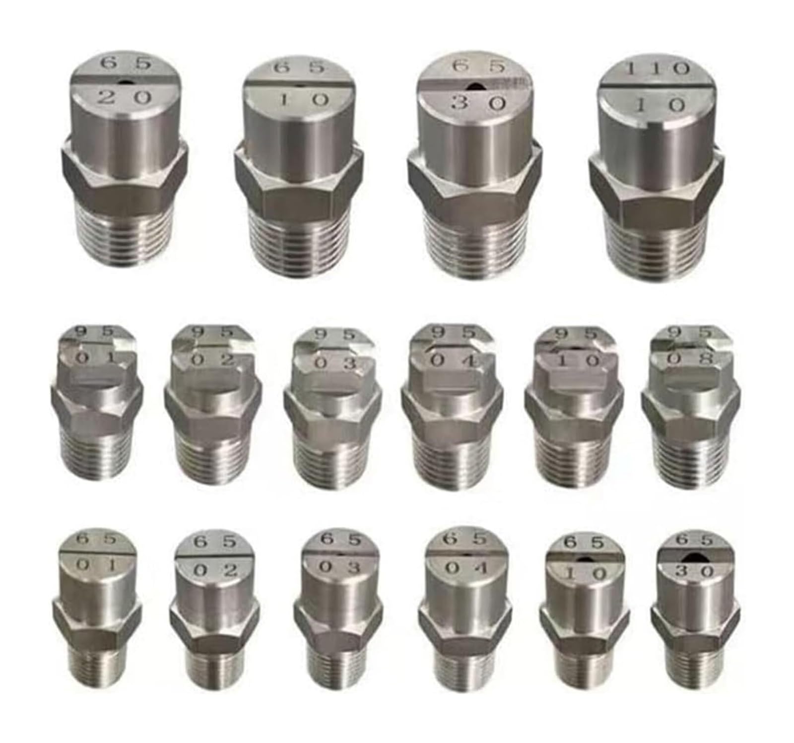 BTYQKZVPM Pressure Washer Nozzles， 304SS Pressure Washer Quick Connect Fan Spray Nozzles 5-Pack(1/4 External Thread 12.5mm (Bore Diameter 1.4mm),95°)