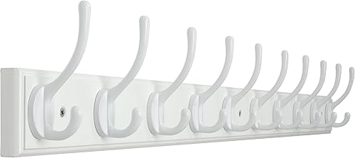 WEBI Perchero de pared, 10 ganchos, 38 14 pulgadas de largo, ganchos para abrigos montados en la pared, perchero de bambú para colgar abrigos, ropa,