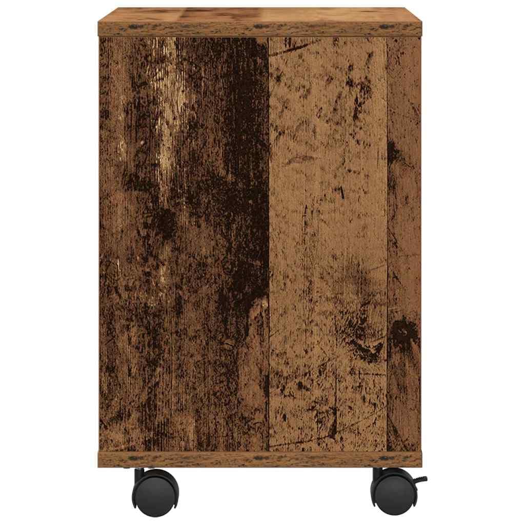 Druckerständer Holzwerkstoff mit Rollen, 41 x 32 x 48 cm, rustikaler Look, mobiler Druckerwagen für Büro und Zuhause, Stabiler Druckertisch aus strapazierfähigem Holzwerkstoff,
