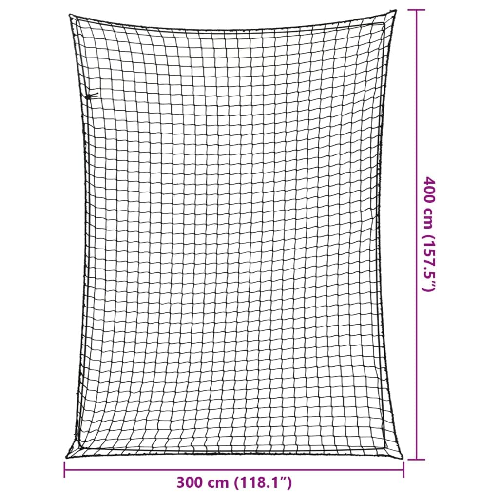 Anhängernetz mit Gummiseil Schwarz aus Polypropylen 4x3 m, universelles Ladungssicherungsnetz für Anhänger, Lkw, SUV und Pkw, elastisch, wetterfest, UV-beständig