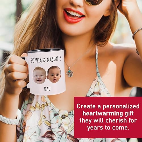 Miniatura 6 de Taza de café personalizada, tazas personalizadas con la cara de tus hijos, taza de cara de bebé personalizada con nombre, taza con foto