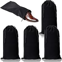 ENNIYU 4-Pack Black Flannel Shoe Dust Bags with Drawstring, 8x17" Travel Shoe Pouches for Luggage, Handbags, Accessories