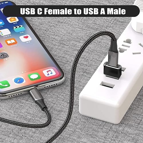 Image of Storite 2 Pack Small USB Type A Male to Type C Female Adapter, Black | Data Sync, Charging Cable Adapter Converter, Compatible Laptops Car Chargers PC