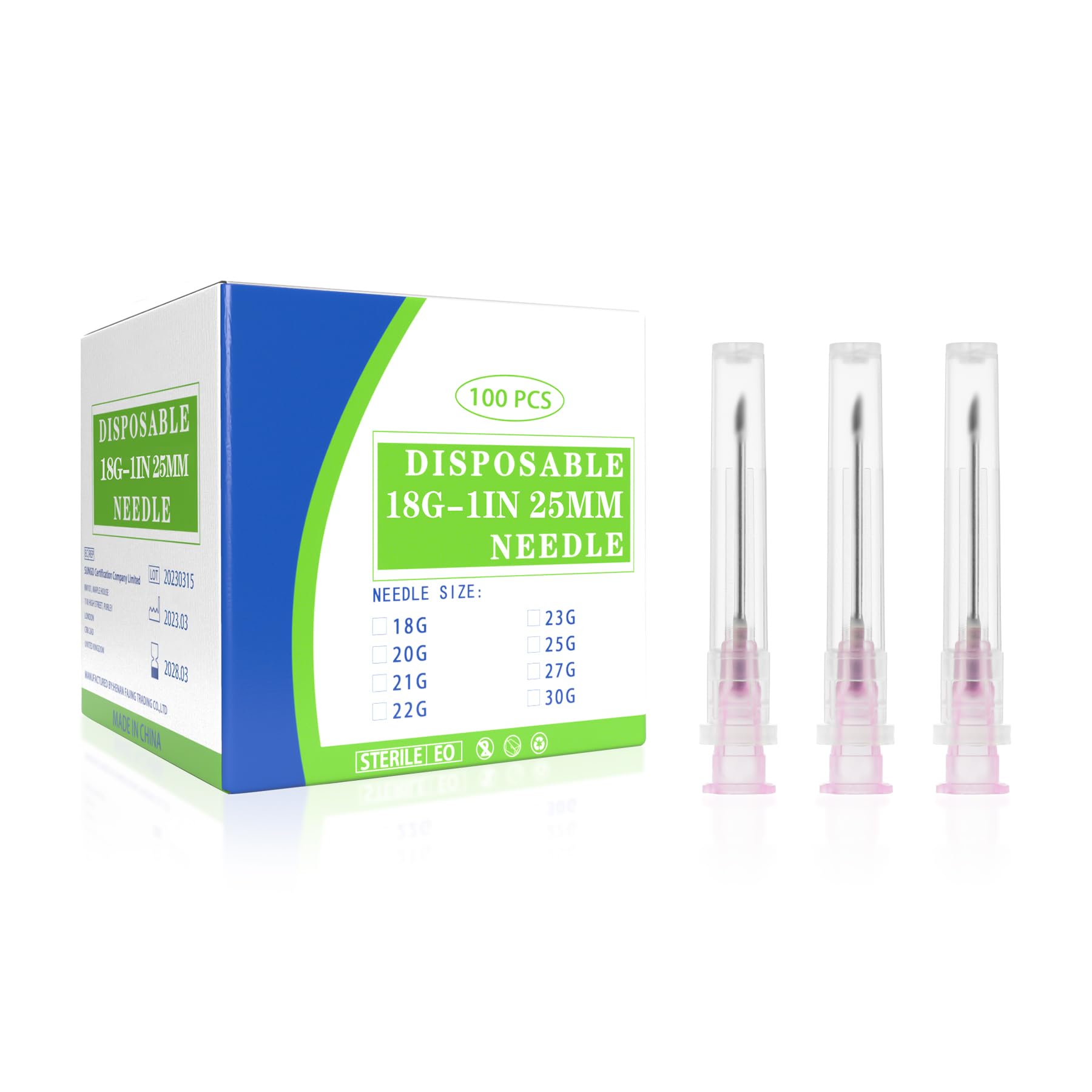 Photo 1 of 18G 1 Inch Needles Luer Lock Disposable Lab Supplies, 100 Pack