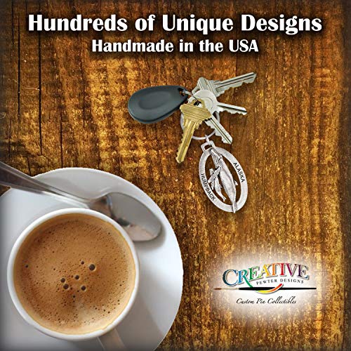 Alaska Humpback Whale Keychain, A628KC, 2”, Pewter, Metal, Souvenir, 100% Handmade in the USA, Alaskan Travel Keychain, Key Chain, Key Ring, Key Fob, Gift, 20+ Alaskan Designs Available4