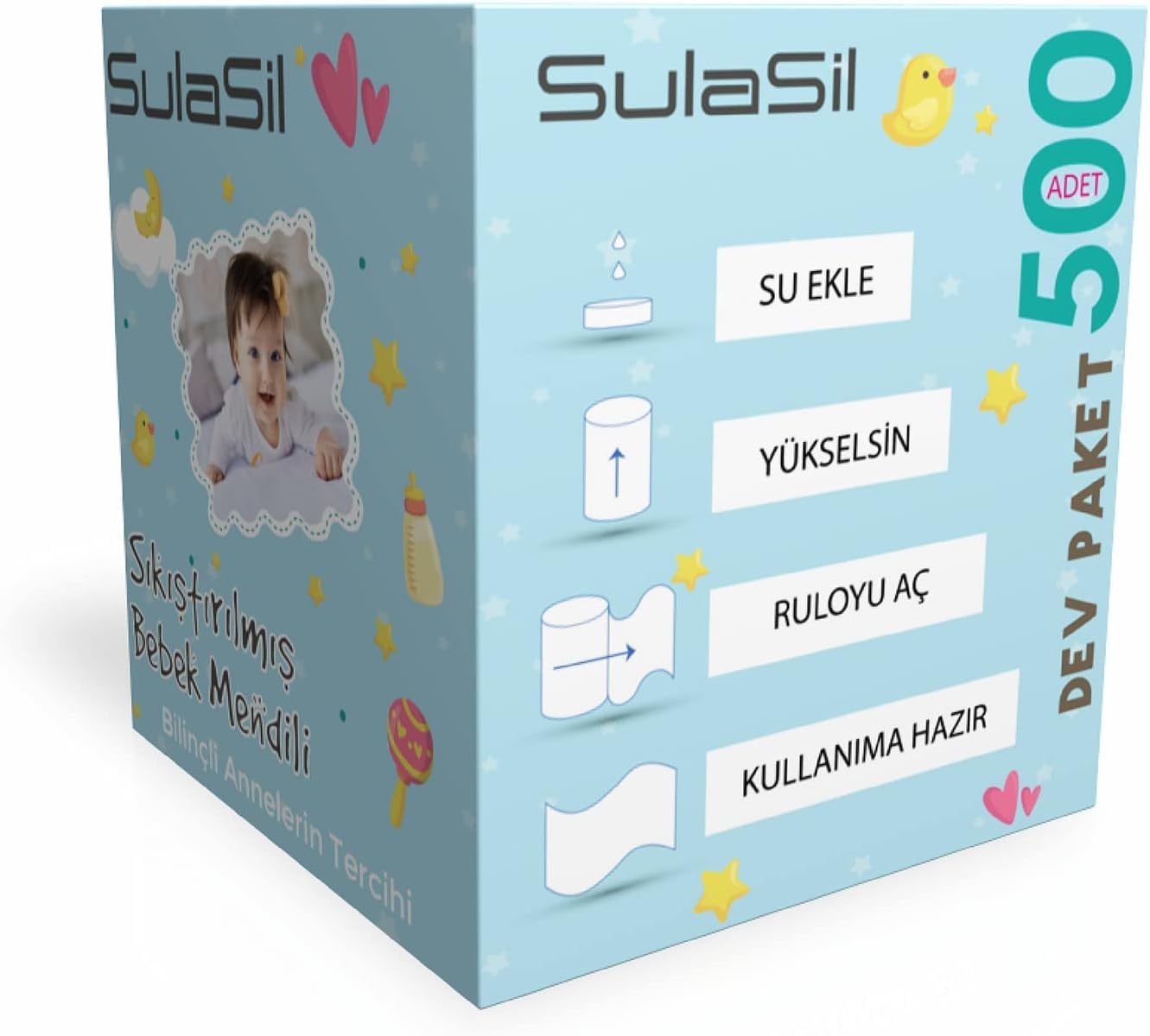 Sulasil Sıkıştırılmış Bebek Mendili 500 Kutu