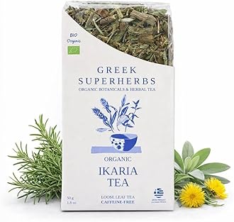 IKARIA Tea | Blue Zone Herbal Tea for Longevity | Organic Sage, Dandelion, Rosemary | 100% Organic, Caffeine-Free, Natural, Earthy Flavor | 50G (1.8 OZ)