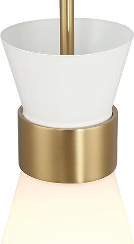 Miniatura 6 de Robert Stevenson Lighting Kit - Lámpara de techo moderna minimalista de cristal de ópalo cónico y metal, blanco y dorado