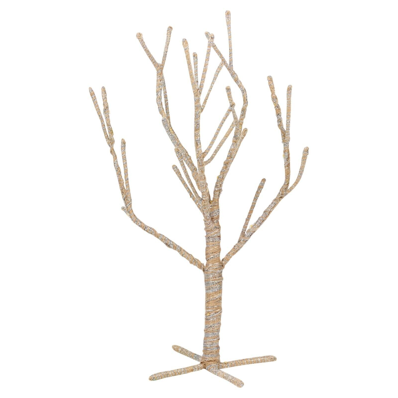 Urbnliving Silver 50Cm Light Up Led 30 Lights Artificial Xmas Twig Tree Branches Jute Bag Gift (50Cm )