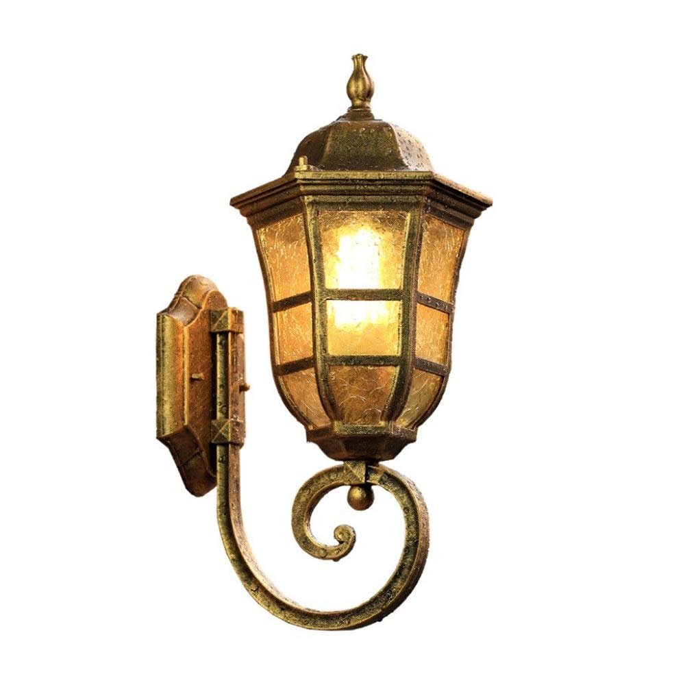VDOQTLJT Waterproof Barn Six Sides Arc Wall Light Oil Rub Bronze Finish Balcony Hammering Glass Lantern Villa Victoria Lamp Garden Courtyard Decoration Sconce One-Light E27 Needed