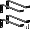 scicent 4 Pack Shelf Brackets Heavy Duty with Lips, 50KG Capacity, 5mm Thick Wall Brackets for Shelves (Black 12 Inch)
