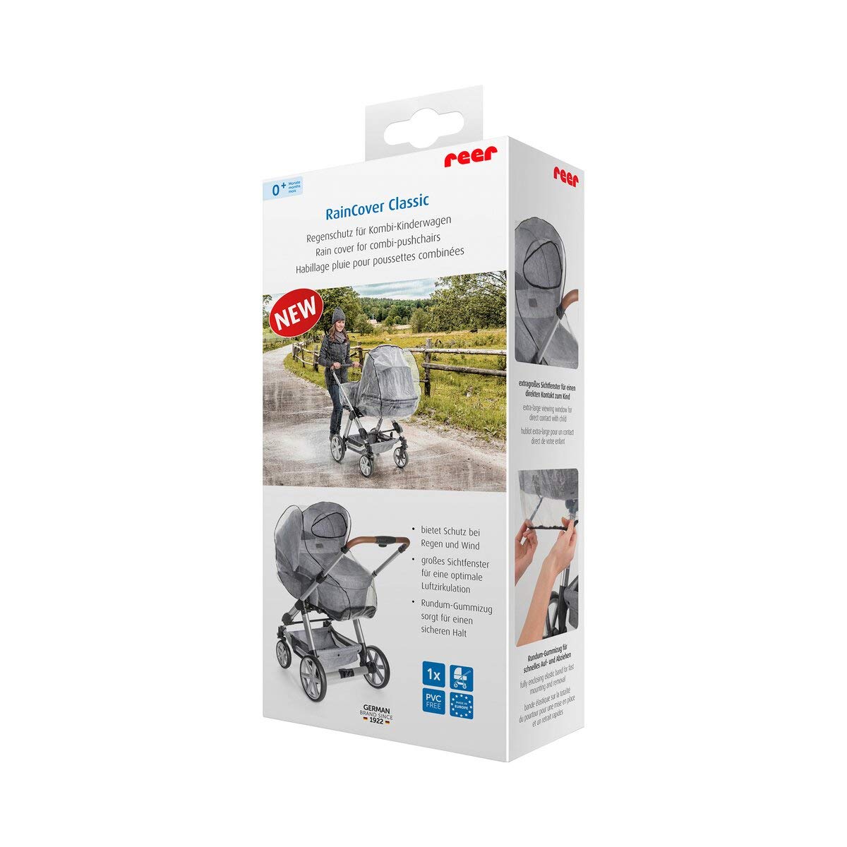 Reer RainCover Classic pokrowiec przeciwdeszczowy do wózków dziecięcych, 1 sztuka
