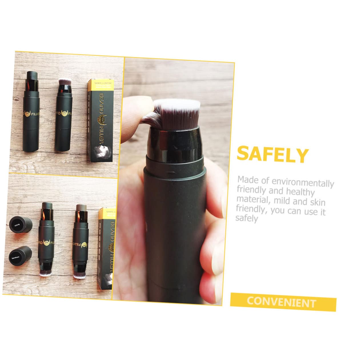 minkissy 3pezzi Filler Per Modellare La Barba Professionale Stick Portatile Per Riempire e Definire Strumento Di Bellezza Per Uomini Scuro Design Elegante e Facile Da Usare
