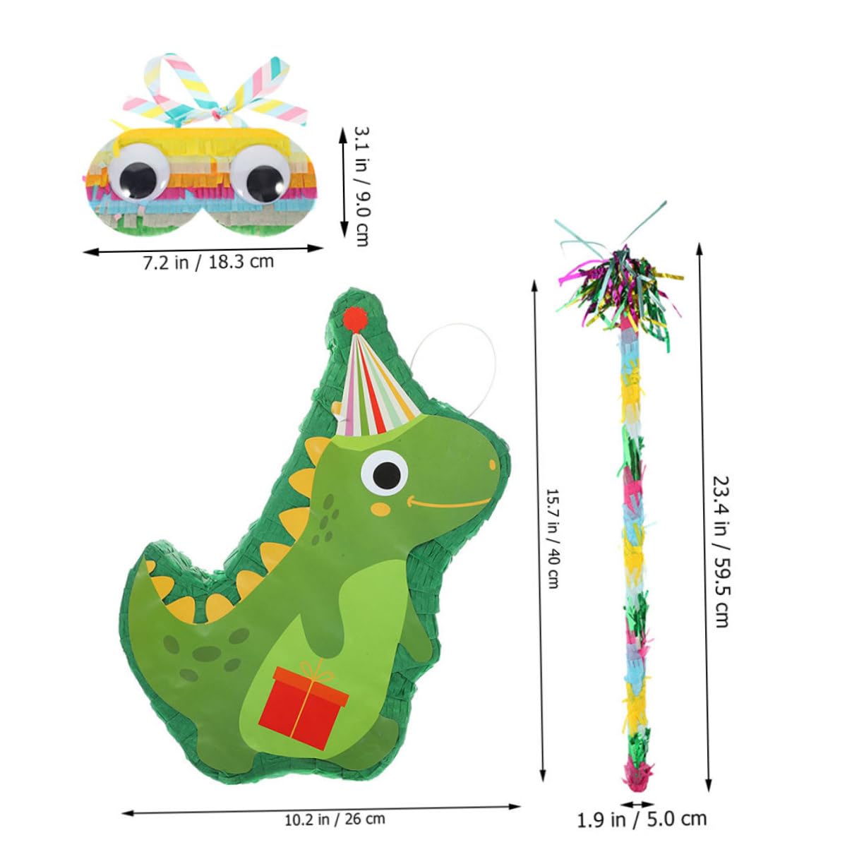 Abaodam 1Set Dinosaur Pinata Birthday Party Favor with Decorative Tassels Blindfold Bat for Dinosaur Themed Celebrations and Events