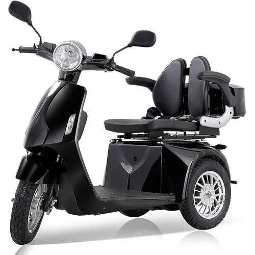 Mobility Scooters for Adults & Seniors Heavy Duty 3-Wheel Electric Powered Mobility Scooters Mobility Scooter with Trunk for Any Terrain Maximum Load Capacity 500 lbs(Black) (Black)