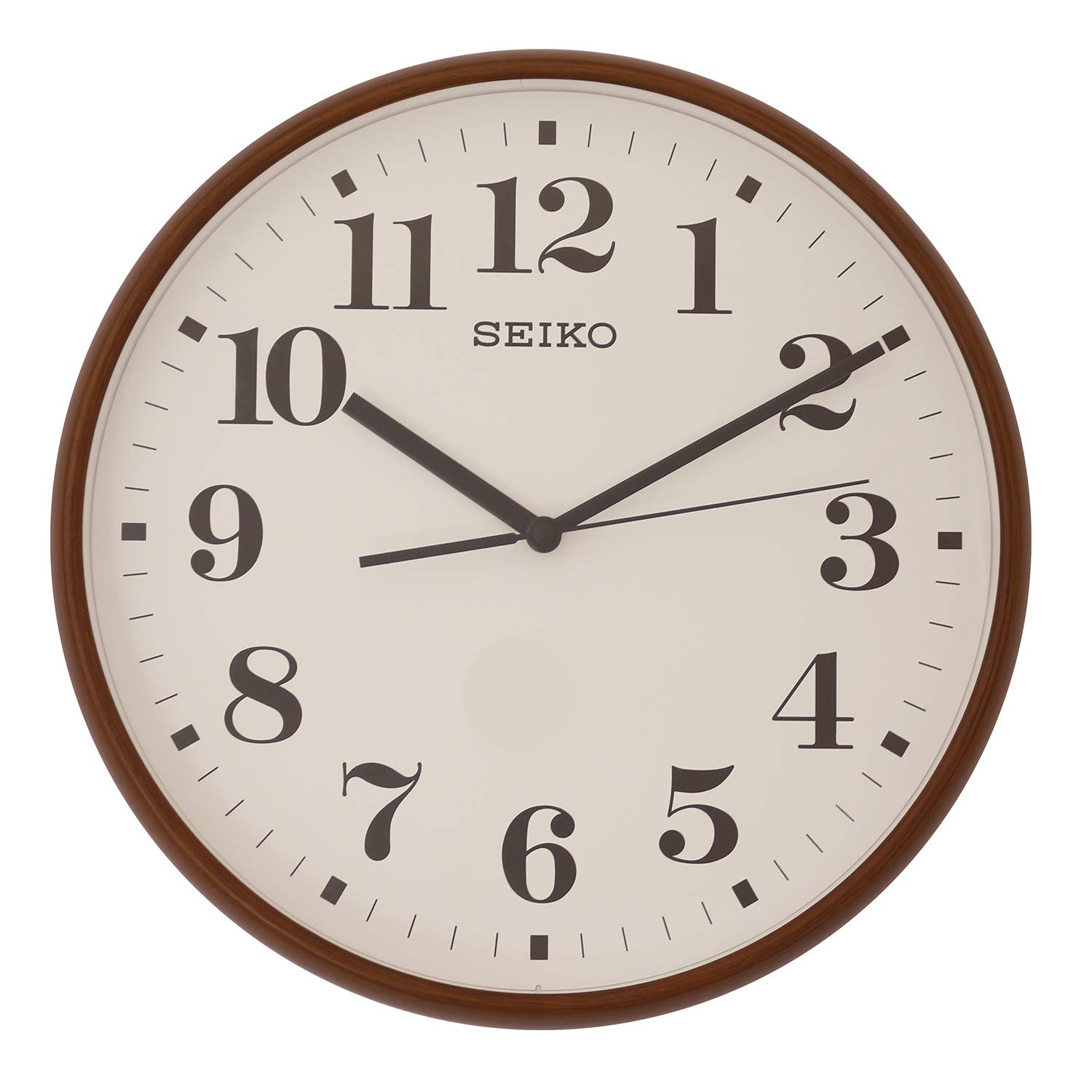 Seiko Elegant Round Brown Plastic Analog Home Decor English Numbers Wall Clock (Size: 33 x 4.3 x 33 CM | Weight: 860 gram | Color: Brown)
