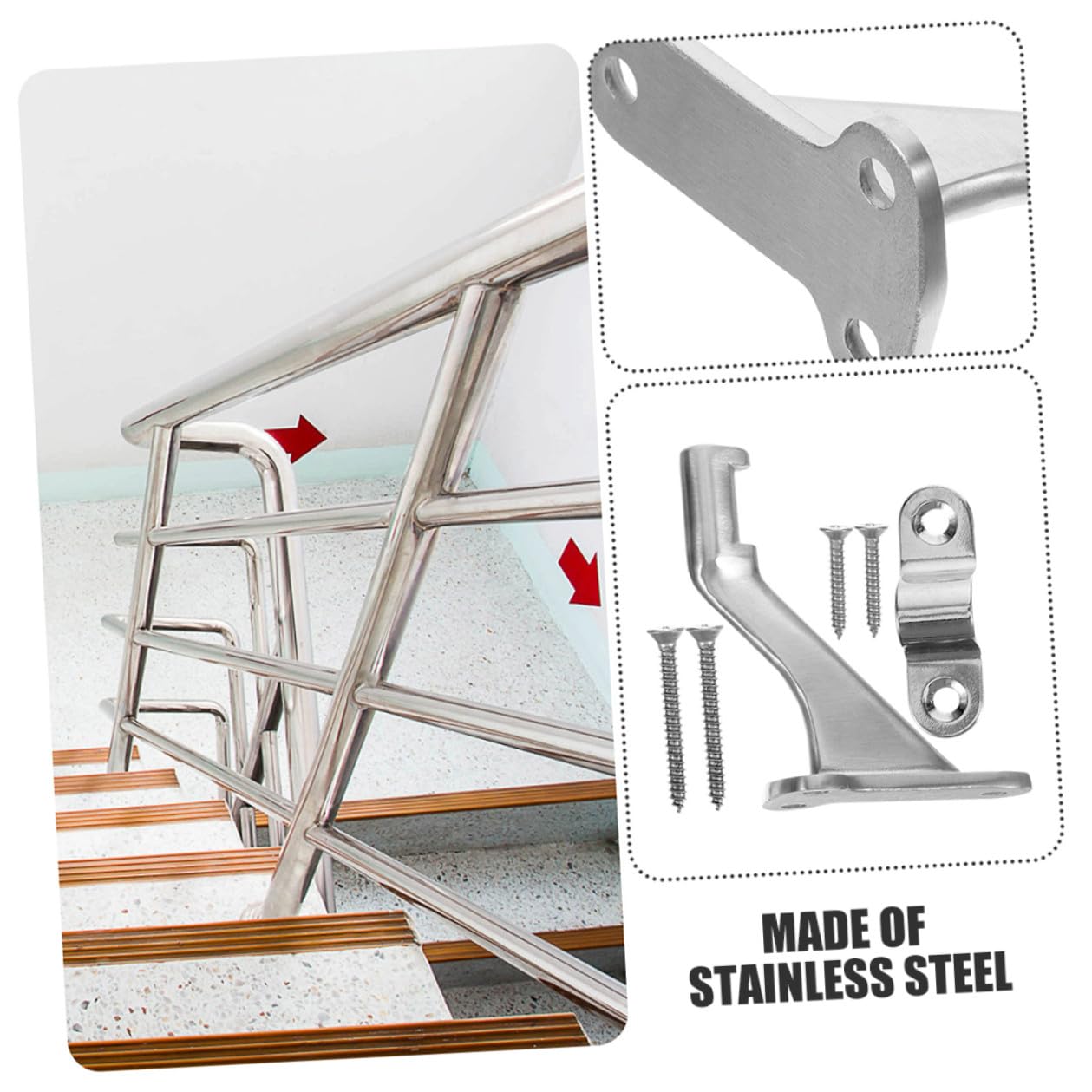 Staffe per Corrimano Scale in Acciaio Inox Argento, 3 Set