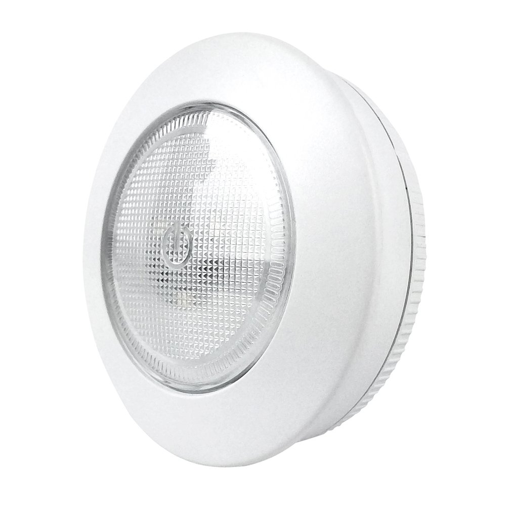 2 Pack Omni USB Rechargeable LED Tap Light, 50 Lumens, 3 LEDs, Adjustable Timer (ON/3min/15min), Easy Install with Magnetic Strip or Screws, Includes 2 USB Charging Cables, 3.7V 600mAh Li-Ion Battery