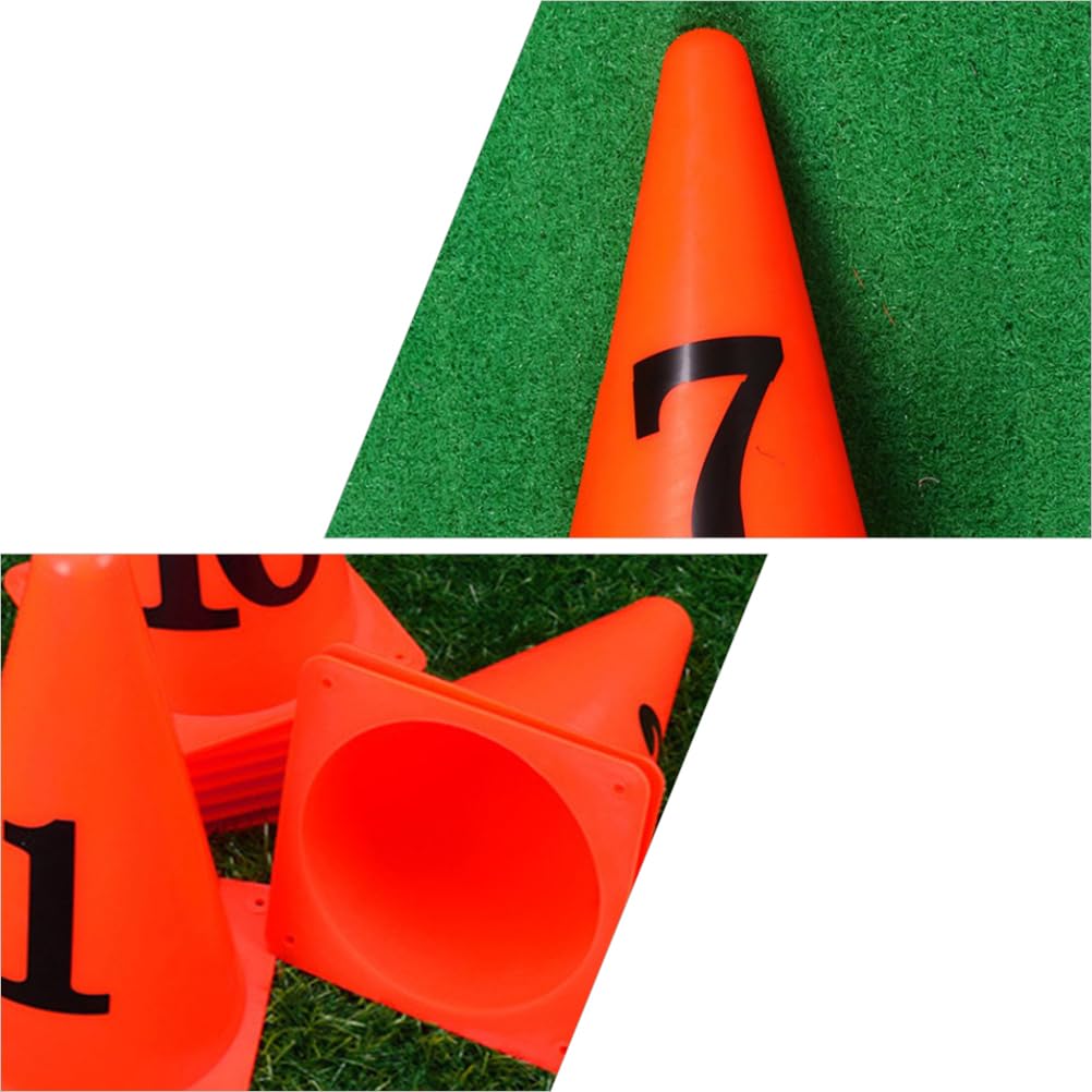 VOSAREA 10 Stücke Markierungshütchen Zahlen 1-10 Markierungskegel Trainingskegel Markierkegel Sport Fußball Hütchen Slalom für Sport Basketball Training Disc Marker Set