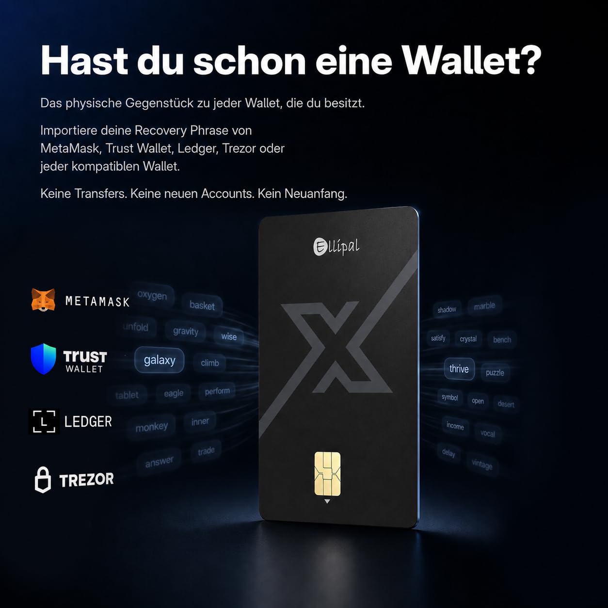 Ellipal X Card Pack mit 3 Stück – Luftgekoppeltes Crypto Cold Wallet mit Starter-Zubehörset, Sichere Offline-Aufbewahrung für Bitcoin, Ethereum, NFTs & über 10.000 Token