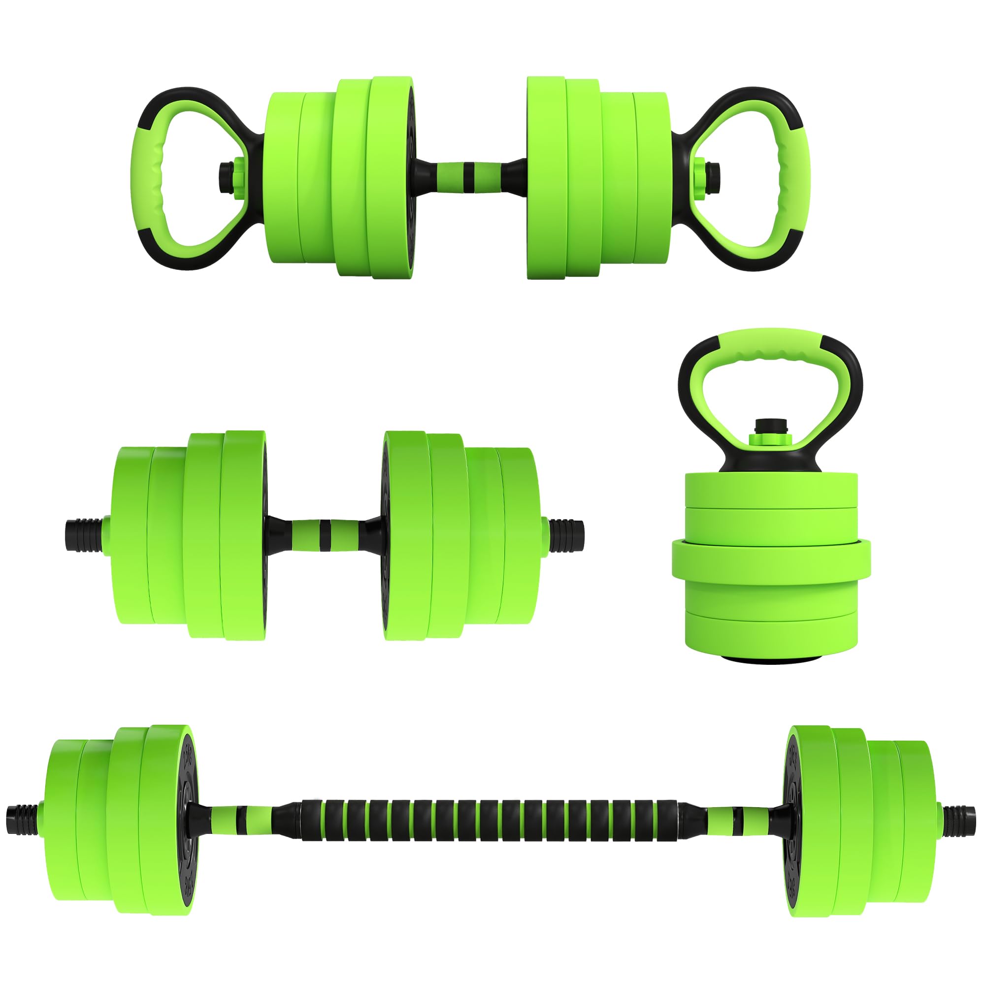 SPORTNOW Juego de Mancuernas Ajustables 4 en 1 20kg a 30kg, Juego de Pesas como Kettlebell, Barra, Mancuernas o Soporte para Flexiones, Equipo de Fitness para Hombres y Mujeres, Casa Gimnasio