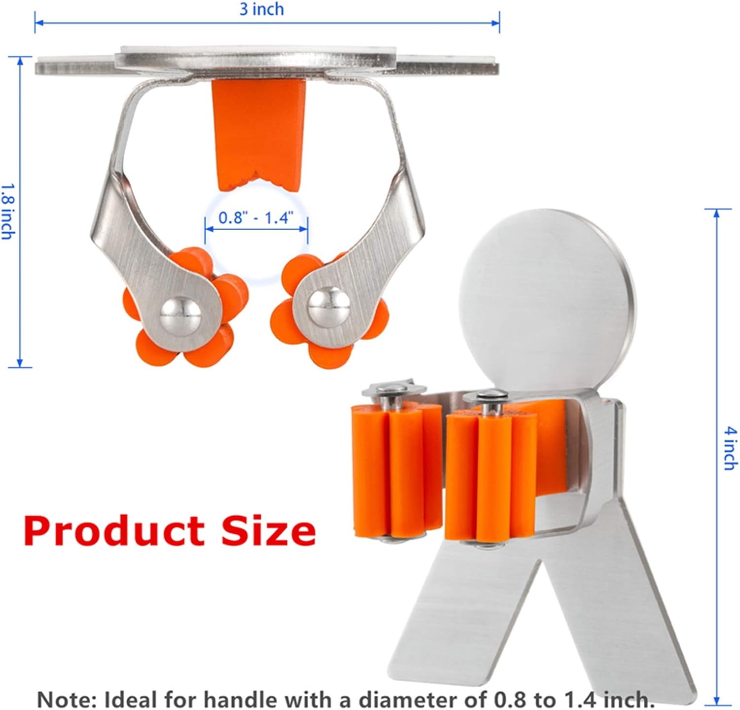 Broom Holder Wall Mount No Drill Holes Damage to Wall Super Strong Self Adhensive Mop Holder Stainless Steel Spring Clip Silicone Protector Broom and Mop Holder Holds up to 10 Pounds, 2 Pack