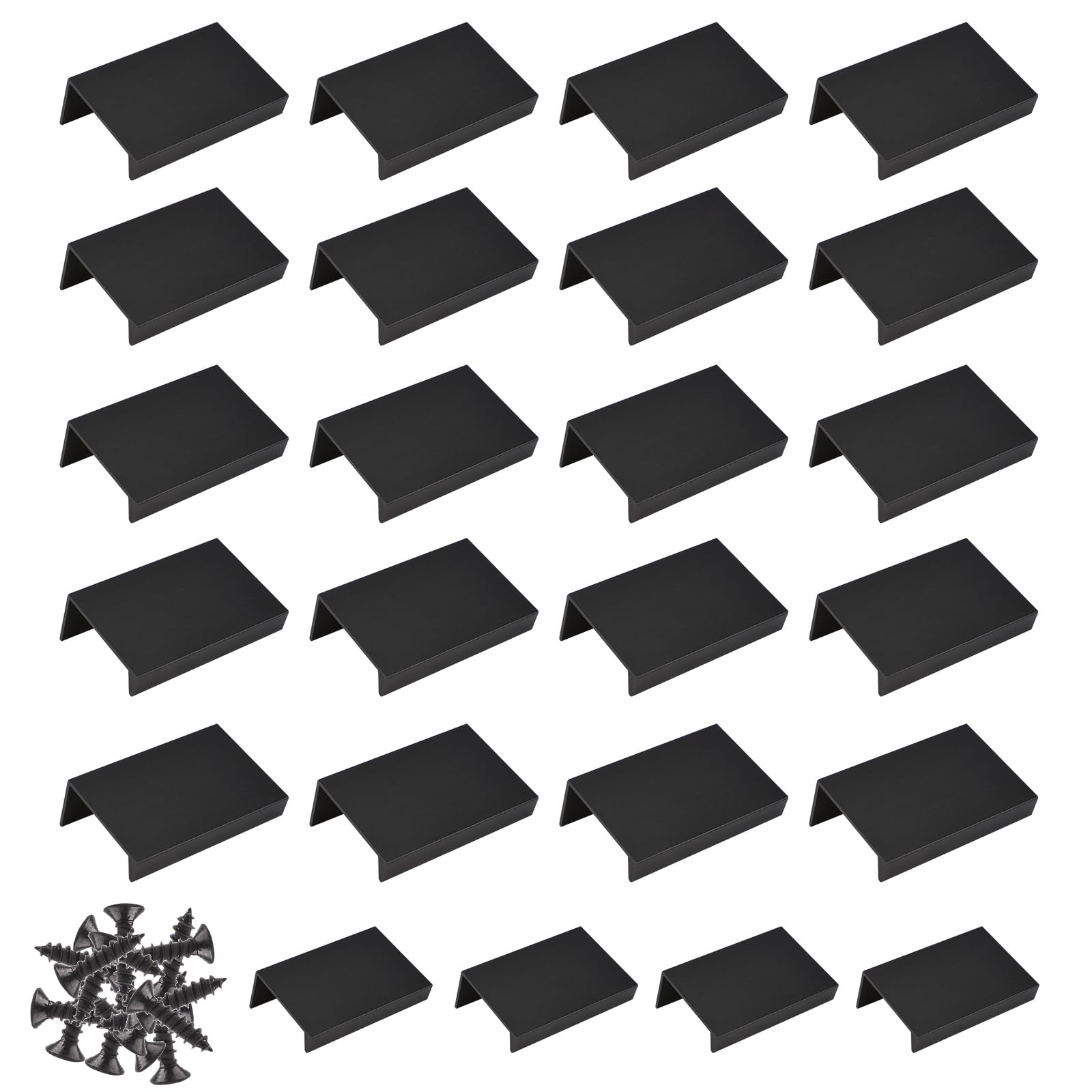 MOROBOR Black Mini Finger Edge Pull, 24pcs Concealed Handle Modern Style Drawer Handle, Right Angle Aluminum Alloy Invisible Wardrobe Knobs for Cabinet Hardware Drawer/50mm