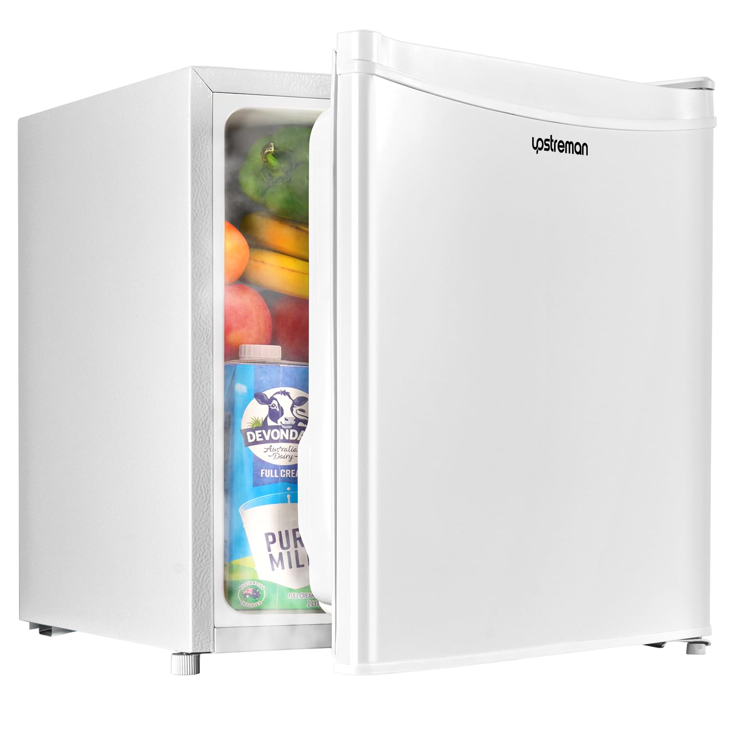Upstreman Mini Fridge 46L, Table Top Fridge, Adjustable Thermostat, Energy Saving, Low Noise, Single Door Compact Refrigerator for Dorm, Compact Wine&Beers Cooling, Black — view 10