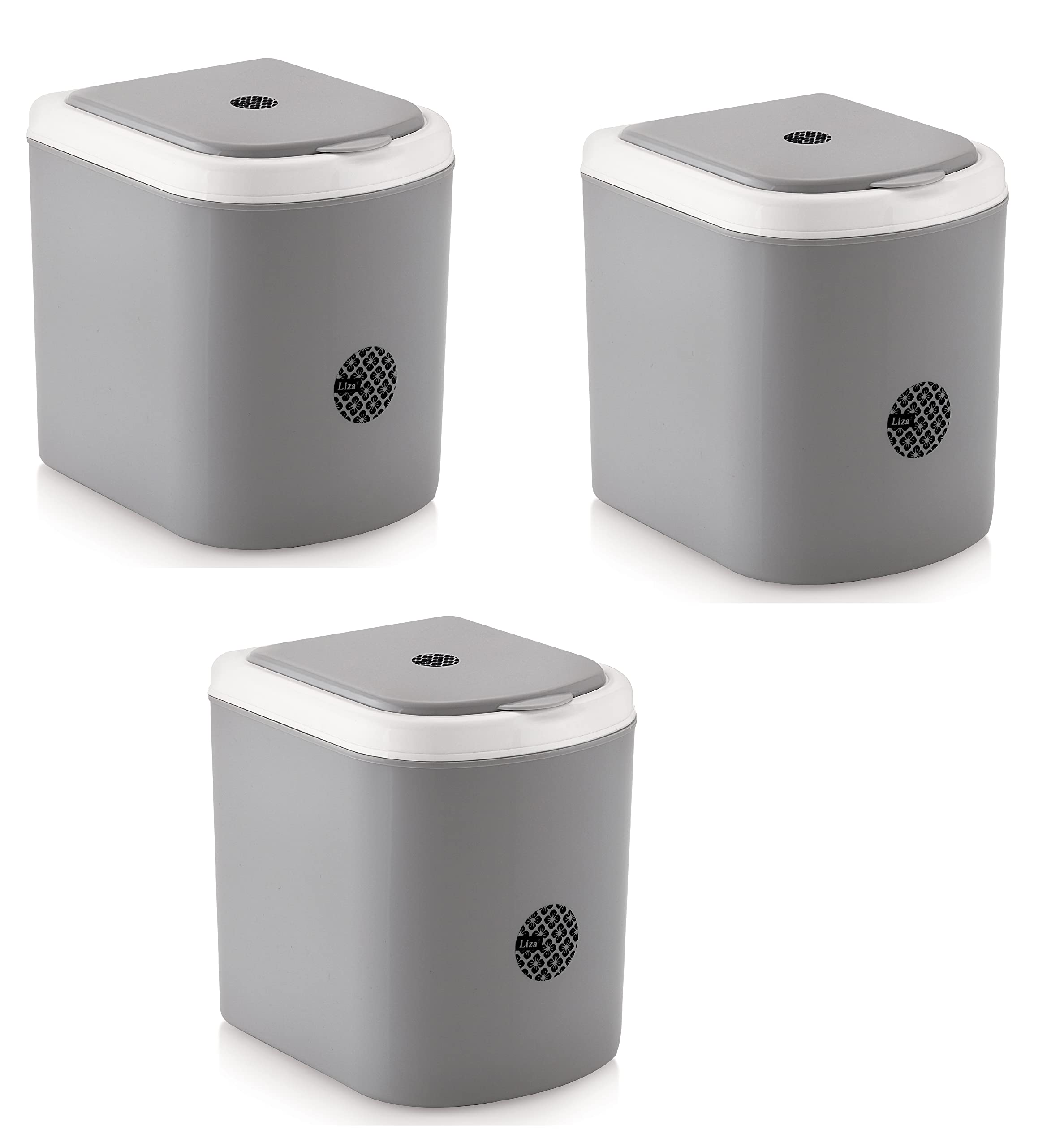 Nabhya Combo Of 3Pc Mini Waste Bin Disposal Dustbin for Car Office Desk and Home Use (Grey)-image-43