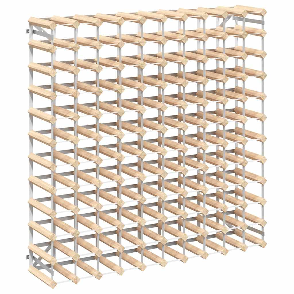 Weinregal für 120 Flaschen aus Kiefernholz 110x22,5x110 cm | Kompakte Lagerung im Weinkeller oder Wohnzimmer: Standregal aus verzinktem Stahl für Vorräte und Präsentation.