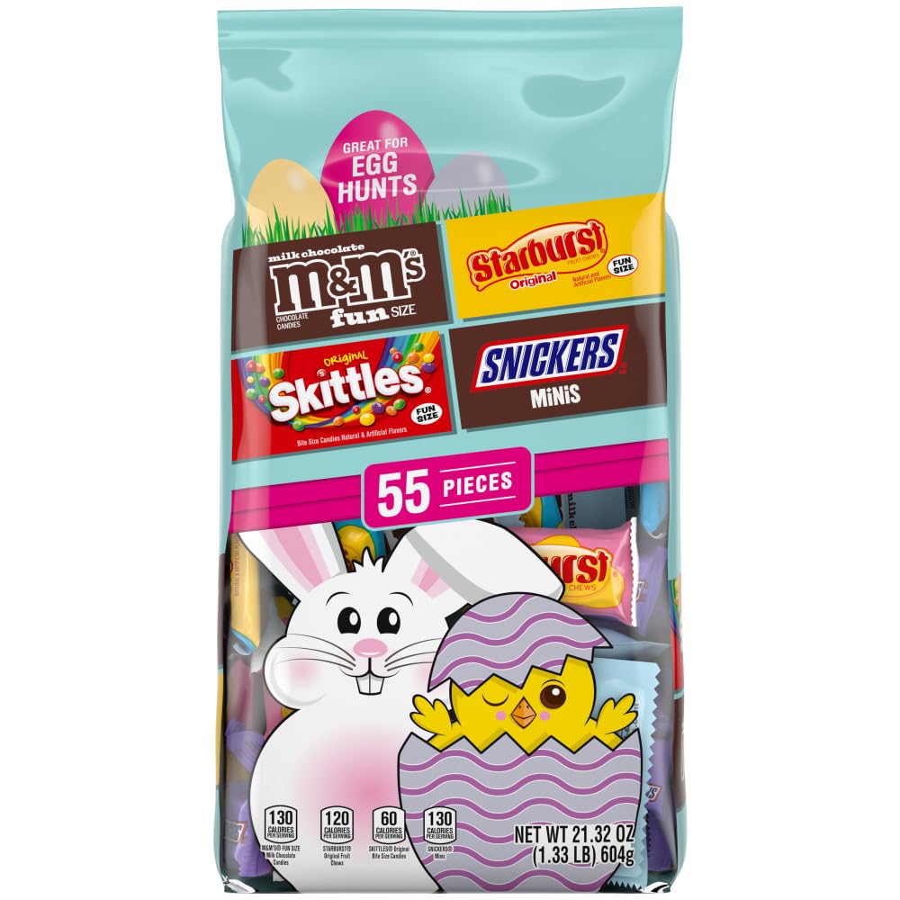 M&M'S, SNICKERS, SKITTLES & STARBURST Easter Candy Variety Bag, 55pc