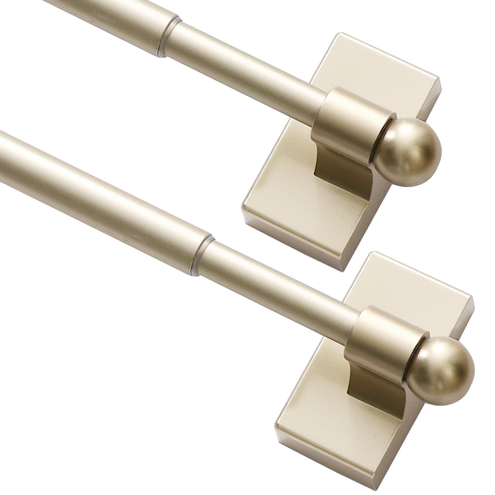 Turquoize 2 Pack Magnetic Curtain Rods for Metal Doors 5/8" Multi-Use Versatile Adjustable Appliance Magnetic Rod Extends from 16 inch to 28 inch Magnetic Cafe Curtain Rod, Champaign Gold, 2 Pack