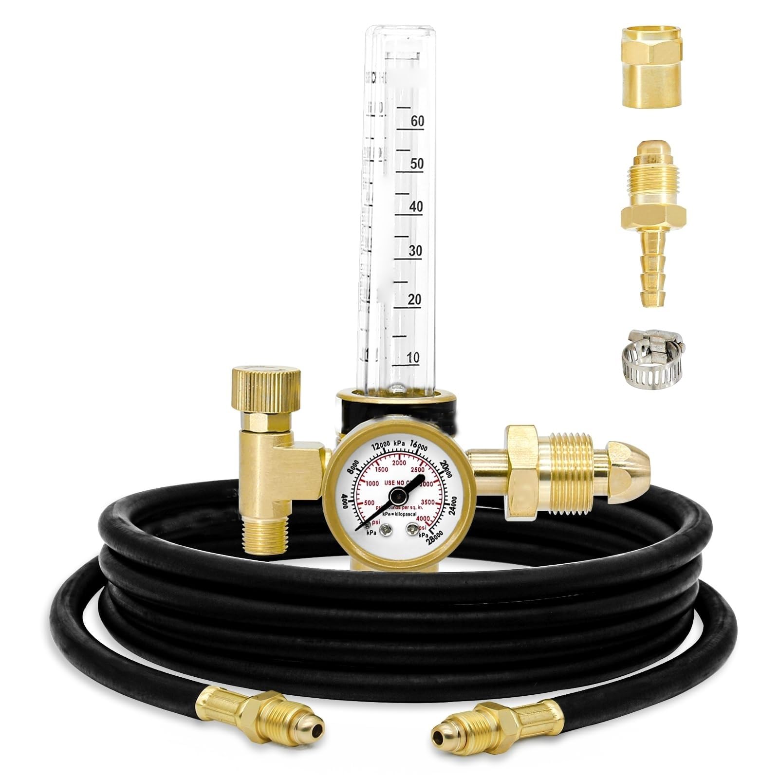 THE WHITE SHOP Argon Regulator, Flow Meter Gas Regulator Gauge for Weld with Gas Hose Welding