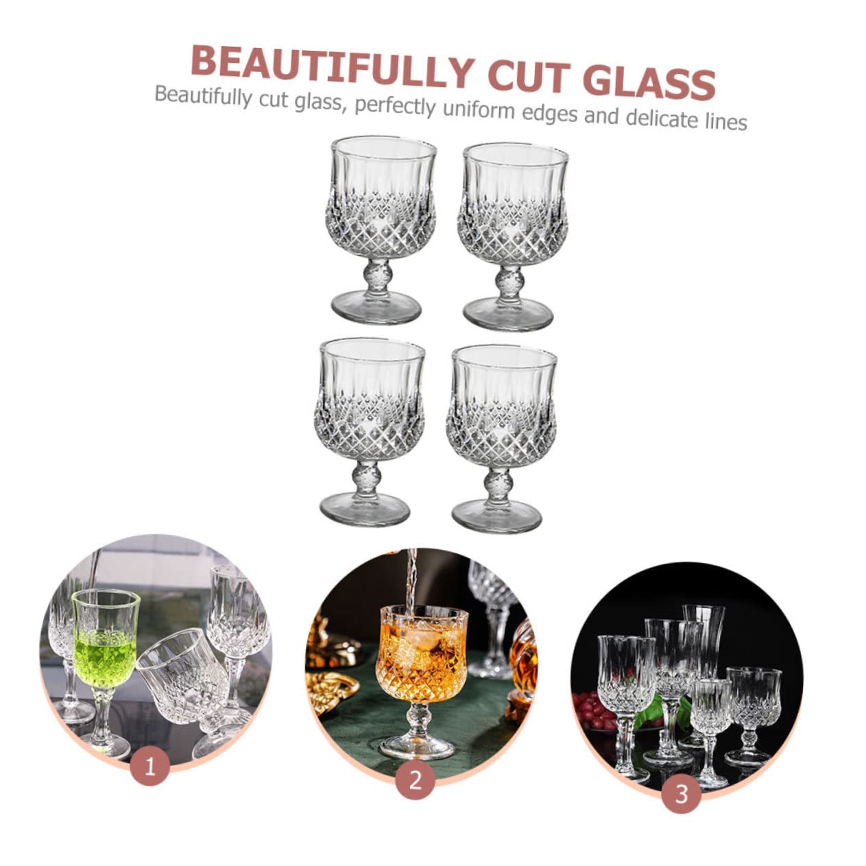 4 Stück Teiliges Kristallglas Diamantgravur Frostige Weingläser für Rotwein Cocktails und Wasser Elegante Kelche mit Hohem Stiel für Partys Restaurants und Besondere Anlässe