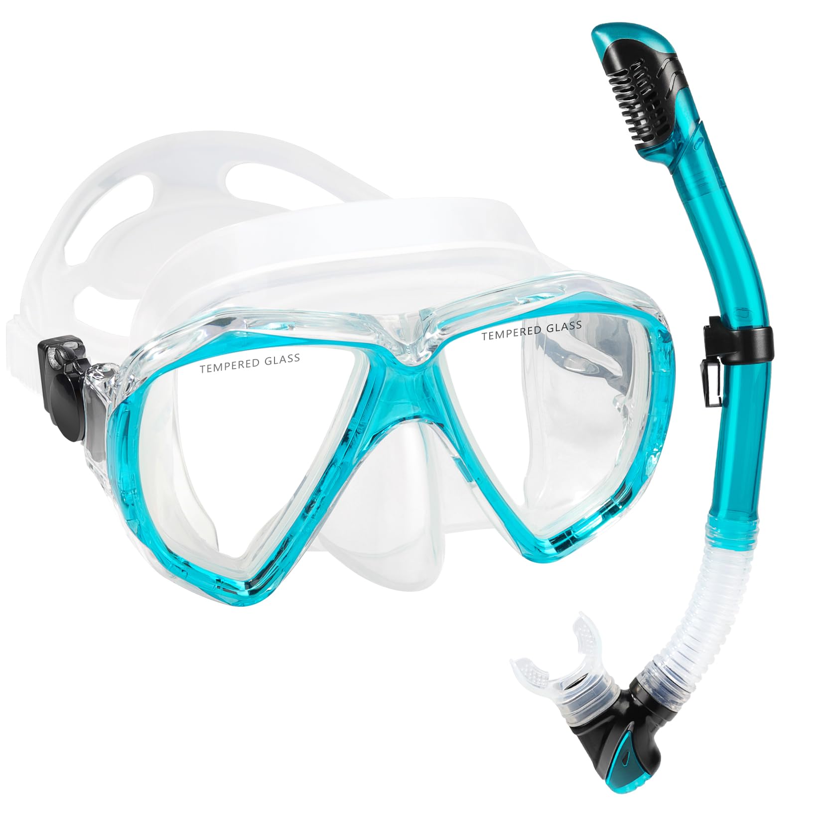 Juego de esnórquel para adultos, equipo de esnórquel profesional, gafas de buceo panorámicas antivaho y máscara de buceo de vidrio templado para buceo, esnórquel y natación