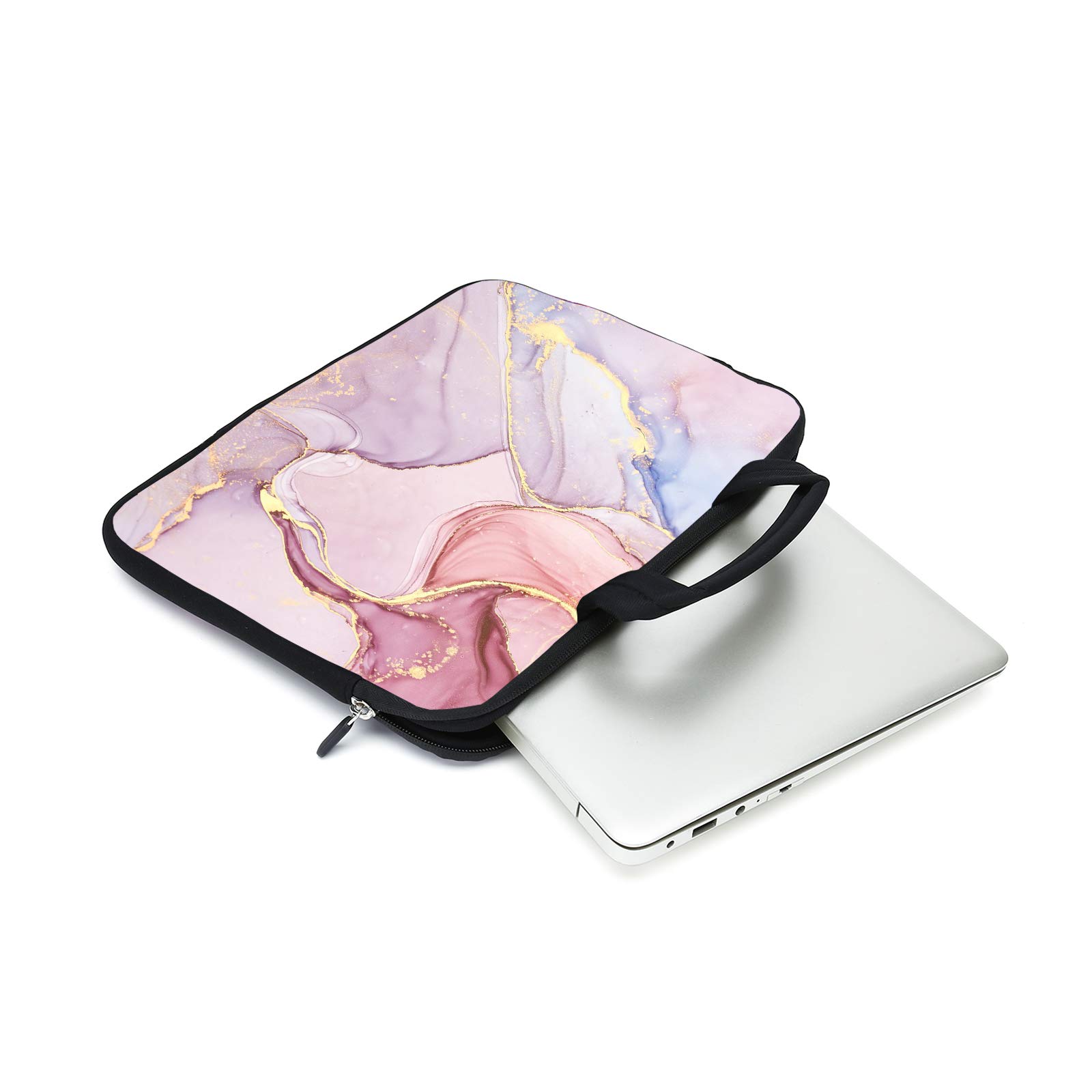 Funda para ordenador portátil de 15,6 pulgadas, 14 pulgadas, 15,5 pulgadas, 15,4 pulgadas, Ultrabook, funda para ordenador portátil, bolsa mensajera, funda de neopreno con mango (mármol rosa)