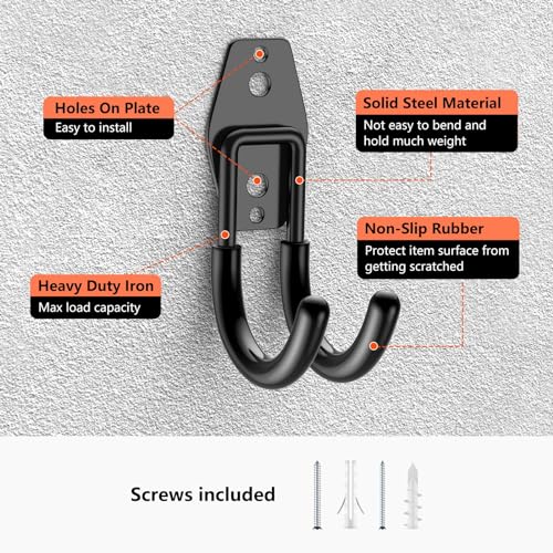 Garage-Hooks-Heavy-Duty8-Pack-47x26-in-J-Hook-SmallThicken-Bold-Wall-Mount-Garage-Storage-Hook-for-Organizing-ToolsLaddersBikesHoseBulk-Items