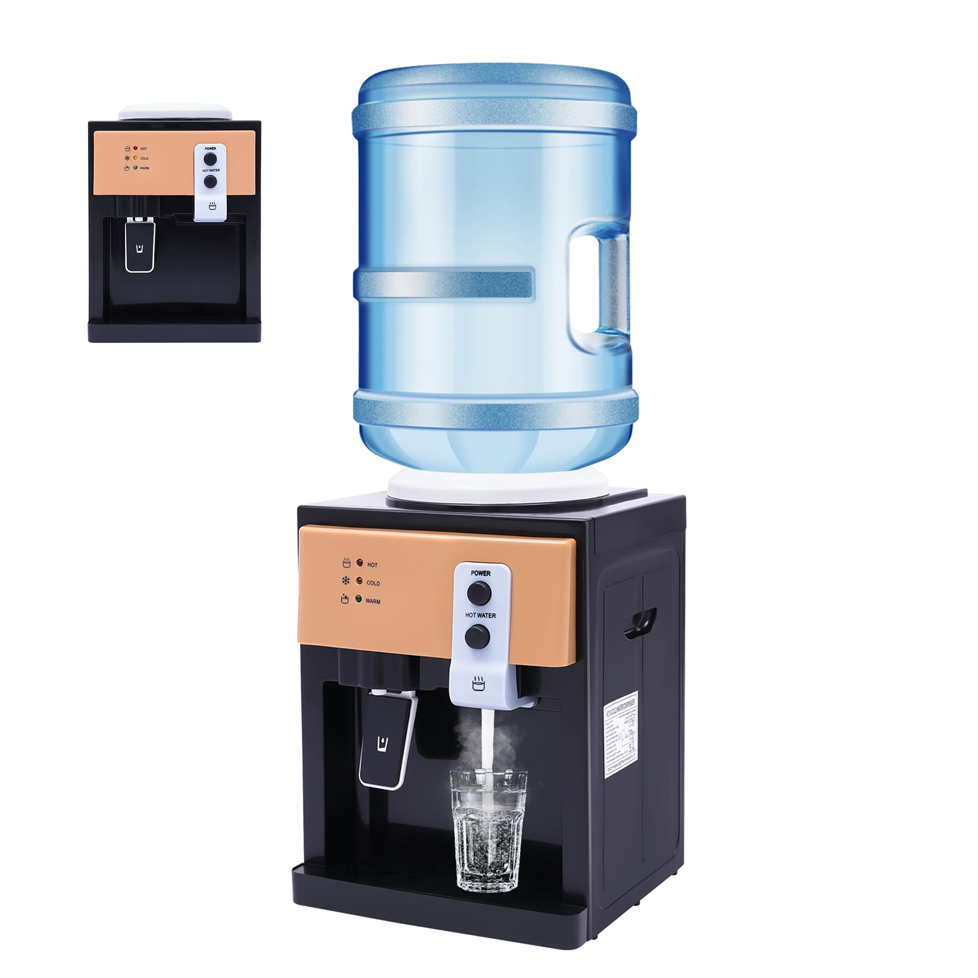 Distributeur d'eau électrique, 550 W, 220 V, pour bureau, maison, eau chaude et froide, distributeur d'eau debout pour 3,5 litres, 5 litres, 10 litres et 18,9 litres d'eau dans seau (noir)