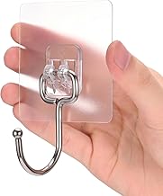 Big Size Transparent Adhesive Wall Hooks | Heavy Duty Stainless Steel No Drill Self Adhesive Hooks for Bathroom, Kitchen, Towels, Utensils, Keys & Home Organization (10PCS)