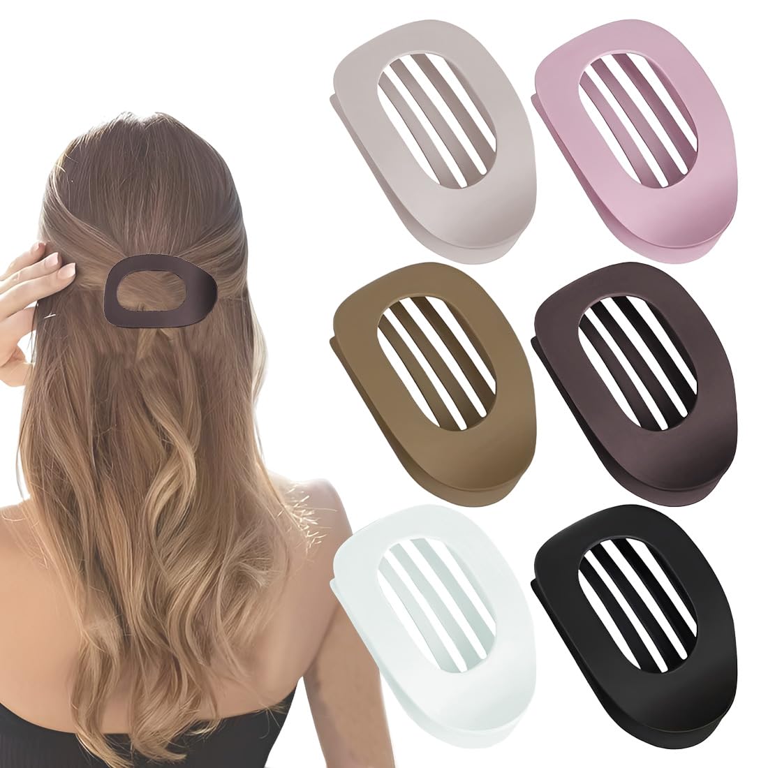 6 Pezzi Pinze Ovali per Capelli Mollette per Capelli Donna Antiscivolo,Accessori Capelli per Capelli Sottili e Spessi,Flat Hair Clips Ideale per Sport, Lavoro e Uso Quotidiano,Fermaglio Piatto