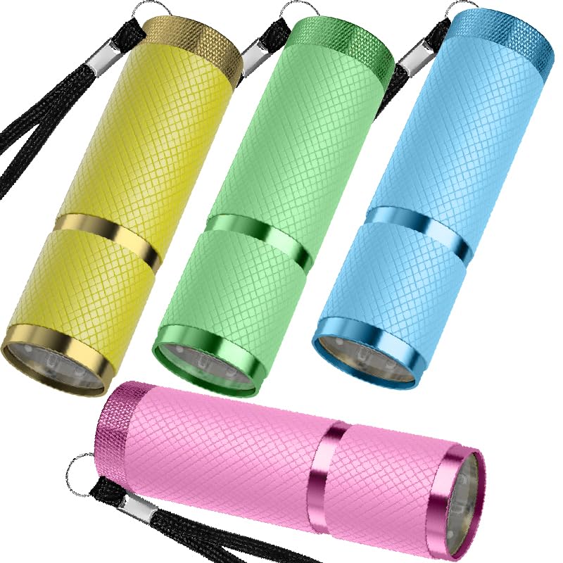 4 Pack Small Torches Led Super Bright, Mini Torch Battery Powered, with 9 LEDs, Camping Hand Torch for Kids Adult, Flashlight for Power Cuts, Emergency, Hiking（Battery Not Included）[Energy Class A+++]