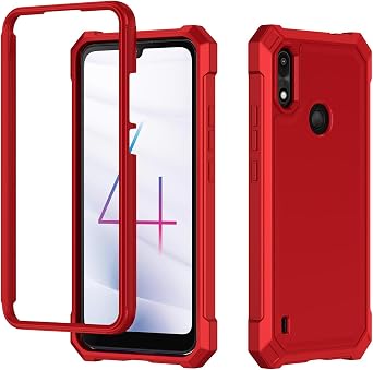 Compatible with Gabb Phone 4 Case with Screen Protector,Full Body Protection Front PC Back Soft Silicone Bumper,Heavy Duty Protection Shockproof Phone Case Compatible with Gabb Phone 4 Red