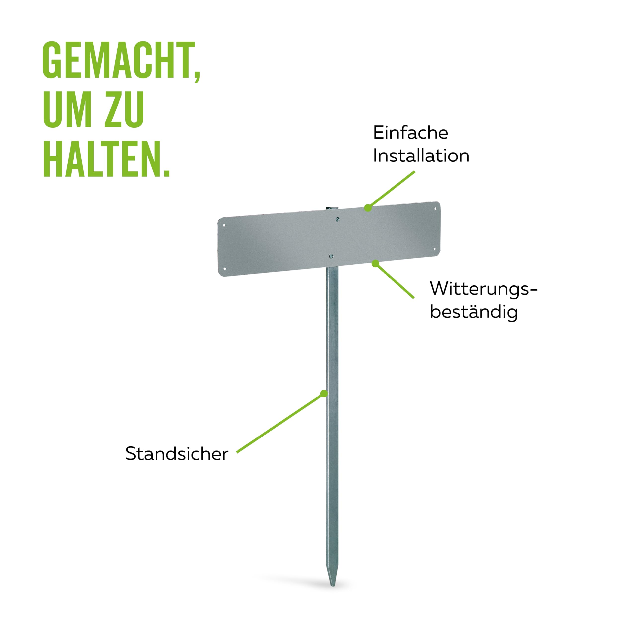 Alberts 2er Set Nummernschild-Befestigung | zum Einschlagen | feuerverzinkt | Gesamthöhe 750 mm