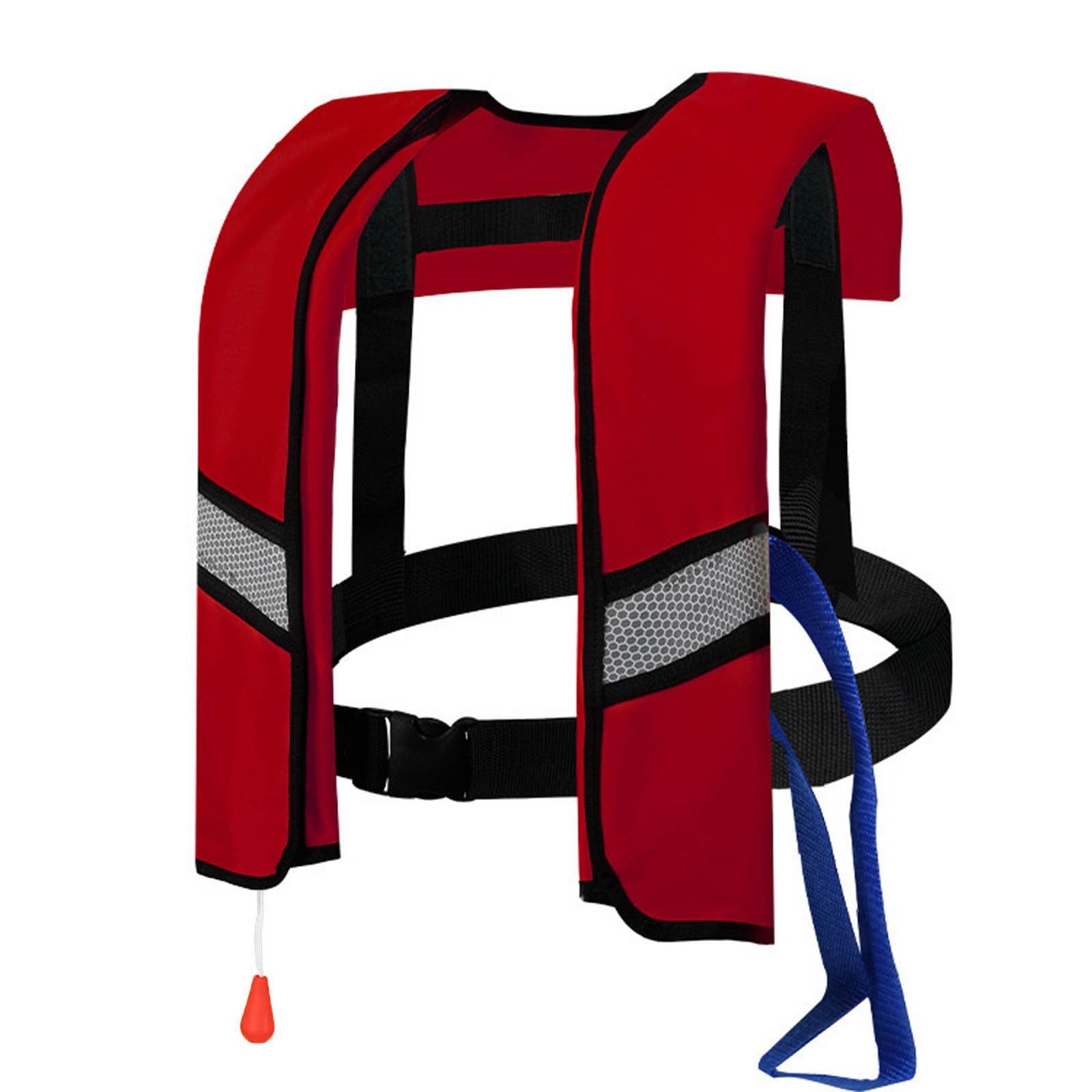 Lifesaving Automatic Inflatable Life Jacket for Water Gear in Water Emergencies Featuring Maximum Buoyancy and Performance for Lifesaving Scenarios (Red, 50X30CM)