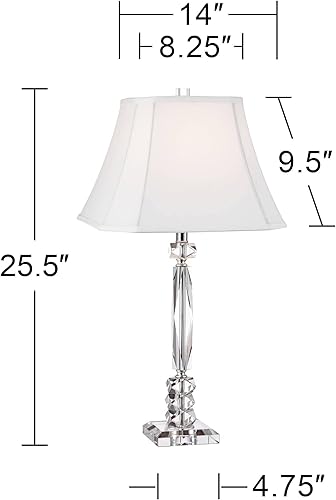 Miniatura 4 de Vienna Full Spectrum Mitzie - Lámpara de mesa tradicional de 25.5 pulgadas de alto, columna de corte de cristal transparente, tela blanca de