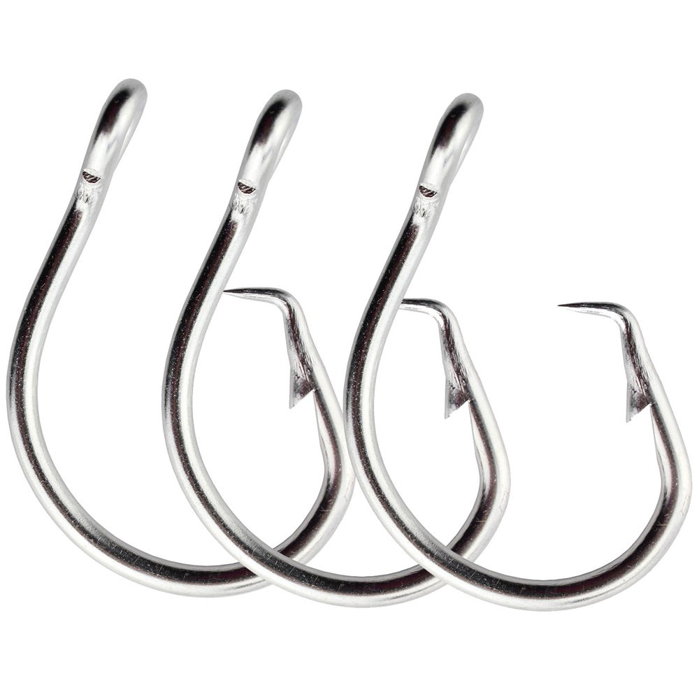 Luengo50pcs Circle Tuna Hook Big Fishing Game Saltwater Fishing Hook Stainless Steel Fishing Hook 8/0 14/0