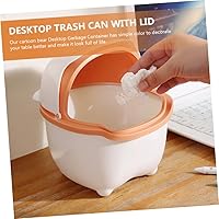 Vista 6 de Hemoton Mini cesta de basura de escritorio con tapa, mini botes de basura pequeños, contenedor de basura de dibujos animados, organizador
