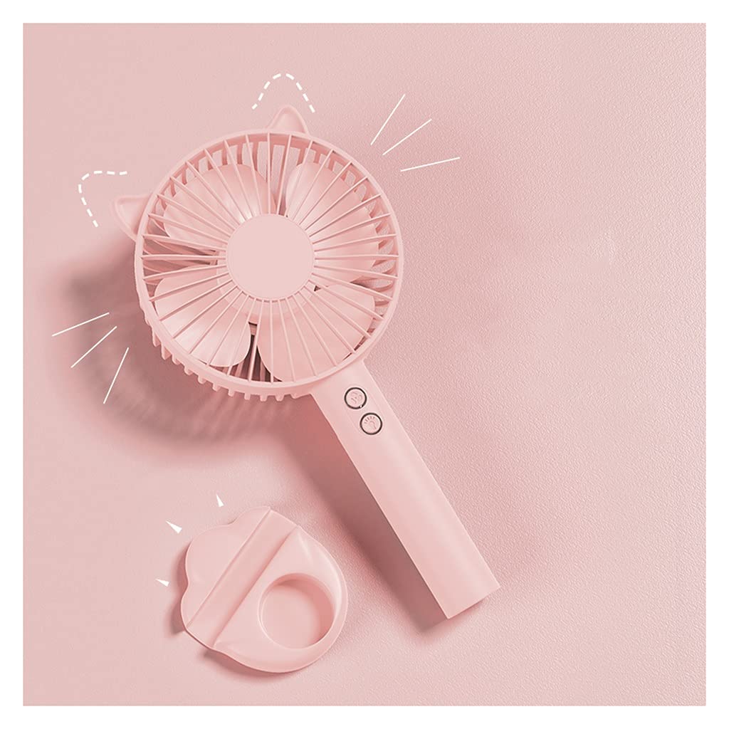 zdz Handheld Silent Mini Fan，Cute Portable 3 Speeds Adjustment Battery-Powered Rechargeable USB Fan，for Dormitory，Office，Home (Color : Pink)