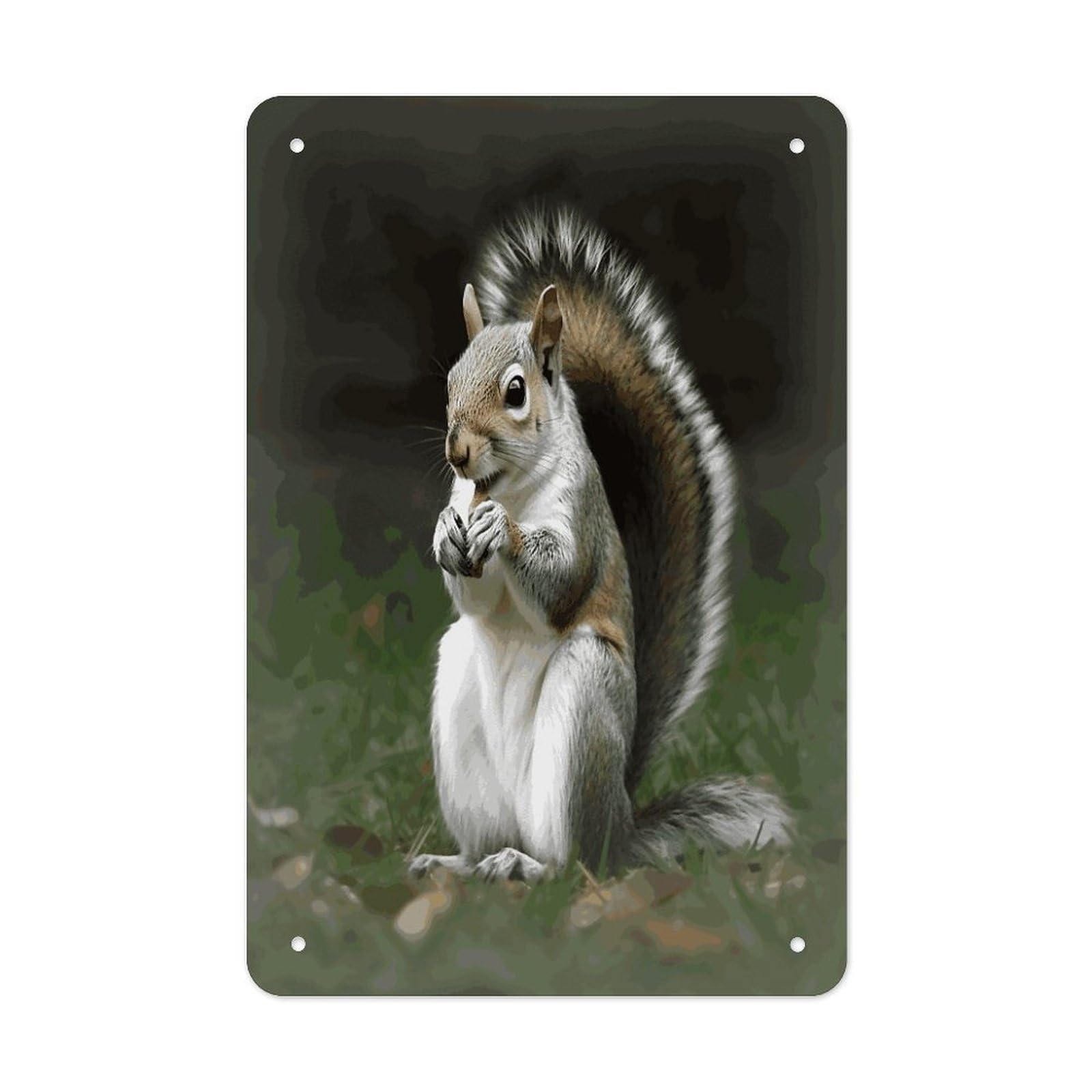 LDGSUPH Squirrel Wall Art Prints Folded Edge Iron Sheet Painting with Holes for Wall Prints Decorative Picture Metal Signboard Decor Painting for Outdoor Indoor Wall Decor