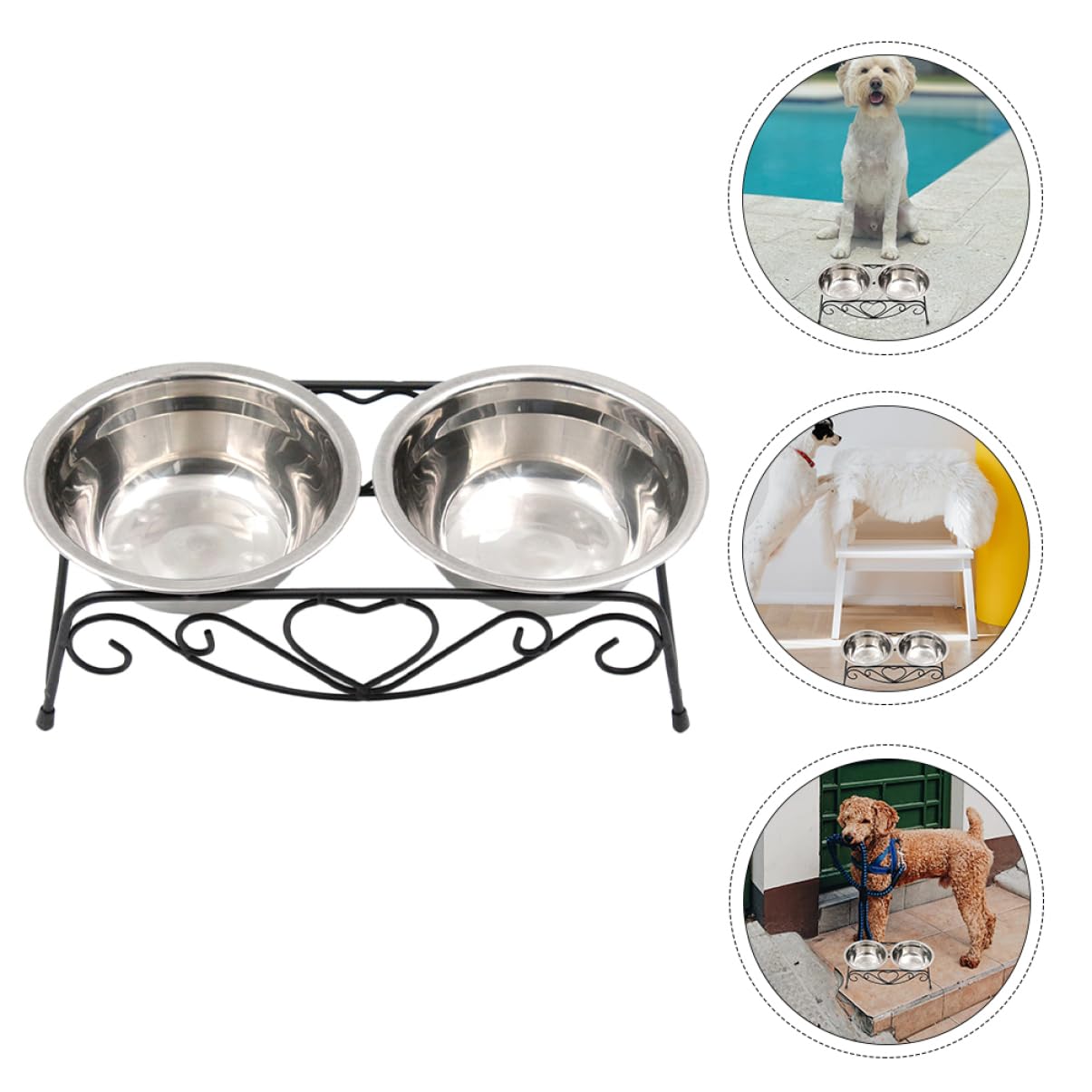 SUPVOX 1Set Elevated Pet Feeder with Detachable Stainless Steel Bowls Comfortable Feeding Experience for Dogs and Cats with Creative Iron Stand Design for Various Pet